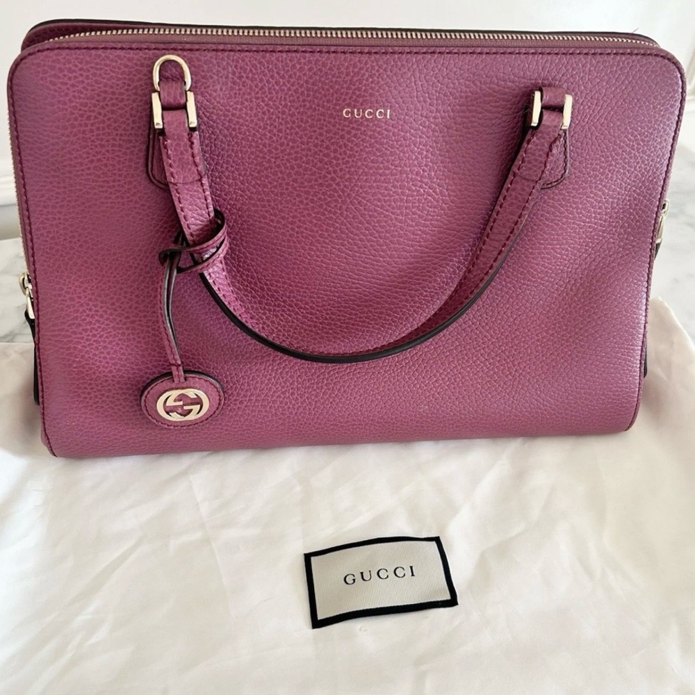 Gucci Lady Dollar 2way Leather Satchel Bag Orchid Pink. Excellent condition